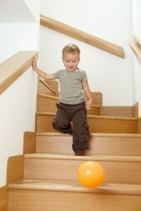 child walking down stairs