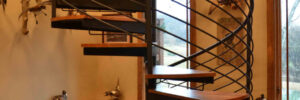 A spiral staircase in a home
